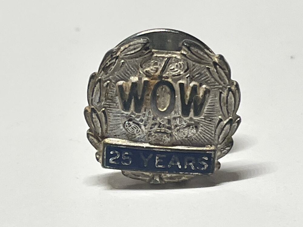 WOW Woodmen Of The World 25 Year Sterling Silver Service Tie Lapel Pin
